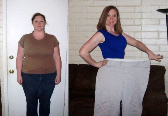 A woman before and after following a diet